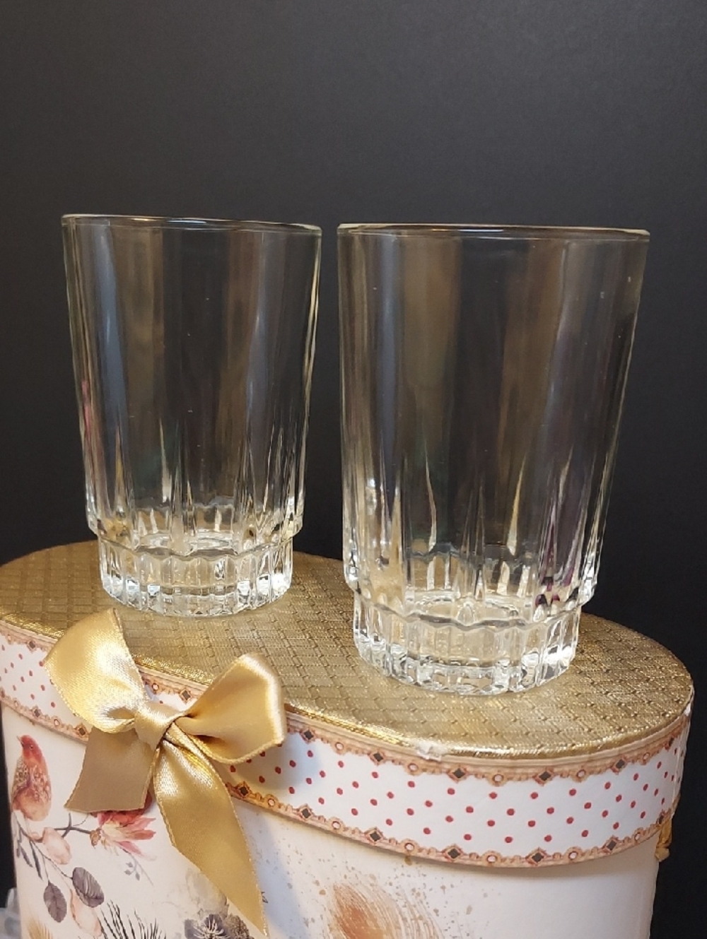Vintage 1940s Arcoroc Lance Clear France Juice Tumblers Set of 4